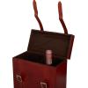 image:imageDeco 79 Leather 2 Bottle Wine Holder with Carrying Handle 9 x 5 x 16 Red