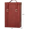 image:imageDeco 79 Leather 2 Bottle Wine Holder with Carrying Handle 9 x 5 x 16 Red