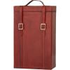 image:imageDeco 79 Leather 2 Bottle Wine Holder with Carrying Handle 9 x 5 x 16 Red