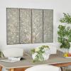 image:imageDeco 79 Metal Tree Home Wall Decor Wall Sculpture with Embossed Design Set of 4 Wall Art 12W 36H Green