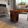 image:imageDeco 79 Teak Wood Handmade Live Edge Stump Accent Table with Charred Detailing 14 x 14 x 18 BrownBrown