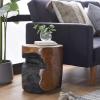 image:imageDeco 79 Teak Wood Handmade Live Edge Stump Accent Table with Charred Detailing 14 x 14 x 18 BrownBrown