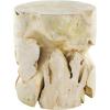 image:imageDeco 79 Teak Wood Handmade Live Edge Stump Accent Table with Charred Detailing 14 x 14 x 18 BrownLight Brown