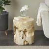 image:imageDeco 79 Teak Wood Handmade Live Edge Stump Accent Table with Charred Detailing 14 x 14 x 18 BrownLight Brown