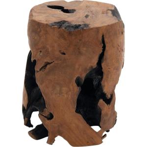image:imageDeco 79 Teak Wood Handmade Live Edge Stump Accent Table with Charred Detailing 14 x 14 x 18 BrownBrown