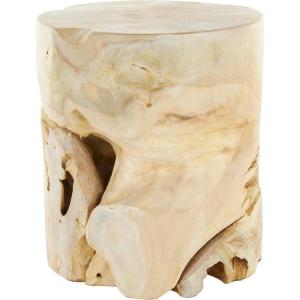 image:imageDeco 79 Teak Wood Handmade Live Edge Stump Accent Table with Charred Detailing 14 x 14 x 18 BrownLight Brown