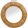 image:imageDeco 79 Banana Leaf Room Wall Mirror Entryway Mirror with Coiled Frame and Blue Accents Wall Mounted Mirror 35 x 3 x 35 GrayBrown