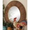 image:imageDeco 79 Banana Leaf Room Wall Mirror Entryway Mirror with Coiled Frame and Blue Accents Wall Mounted Mirror 35 x 3 x 35 GrayBrown