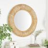 image:imageDeco 79 Banana Leaf Room Wall Mirror Entryway Mirror with Coiled Frame and Blue Accents Wall Mounted Mirror 35 x 3 x 35 GrayBrown