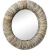 image:imageDeco 79 Banana Leaf Room Wall Mirror Entryway Mirror with Coiled Frame and Blue Accents Wall Mounted Mirror 35 x 3 x 35 GrayGrey