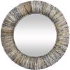 image:imageDeco 79 Banana Leaf Room Wall Mirror Entryway Mirror with Coiled Frame and Blue Accents Wall Mounted Mirror 35 x 3 x 35 GrayGrey