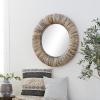 image:imageDeco 79 Banana Leaf Room Wall Mirror Entryway Mirror with Coiled Frame and Blue Accents Wall Mounted Mirror 35 x 3 x 35 GrayGrey