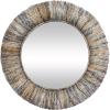 image:imageDeco 79 Banana Leaf Room Wall Mirror Entryway Mirror with Coiled Frame and Blue Accents Wall Mounted Mirror 35 x 3 x 35 GrayGrey