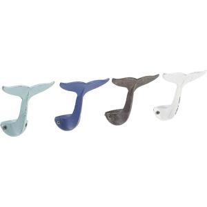 image:imageDeco 79 Metal Whale Single Hanger Wall Hook Set of 4 5W 6H Multi Colored