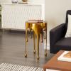 image:imageDeco 79 Aluminum Metal Side End Accent Table Drip End Table with Melting Designed Body and Black Shaded Tabletop Side Table 16 x 16 x 25 WhiteGold
