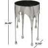 image:imageDeco 79 Aluminum Metal Side End Accent Table Drip End Table with Melting Designed Body and Black Shaded Tabletop Side Table 16 x 16 x 25 WhiteSilver