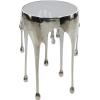 image:imageDeco 79 Aluminum Metal Side End Accent Table Drip End Table with Melting Designed Body and Black Shaded Tabletop Side Table 16 x 16 x 25 WhiteSilver