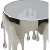 image:imageDeco 79 Aluminum Metal Side End Accent Table Drip End Table with Melting Designed Body and Black Shaded Tabletop Side Table 16 x 16 x 25 WhiteSilver