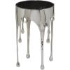 image:imageDeco 79 Aluminum Metal Side End Accent Table Drip End Table with Melting Designed Body and Black Shaded Tabletop Side Table 16 x 16 x 25 WhiteSilver