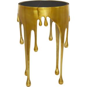 image:imageDeco 79 Aluminum Metal Side End Accent Table Drip End Table with Melting Designed Body and Black Shaded Tabletop Side Table 16 x 16 x 25 WhiteGold