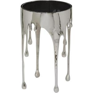 image:imageDeco 79 Aluminum Metal Side End Accent Table Drip End Table with Melting Designed Body and Black Shaded Tabletop Side Table 16 x 16 x 25 WhiteSilver