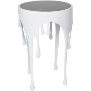 image:imageDeco 79 Aluminum Metal Side End Accent Table Drip End Table with Melting Designed Body and Black Shaded Tabletop Side Table 16 x 16 x 25 WhiteWhite