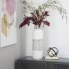 image:imageCosmoLiving by Cosmopolitan Ceramic Vase with Grey Striped Accents 6 x 6 x 18 WhiteWhite