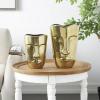 image:imageDeco 79 Aluminum Metal Face Decorative Vase Centerpiece Vases with Abstract Details Set of 2 Flower Vases for Home Decoration 13 10 H GoldGold