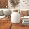 image:imageDeco 79 Ceramic Decorative Vase Centerpiece Vase with Wrapped Rattan Detailing Flower Vase for Home Decoration 8 x 8 x 20 WhiteWhite