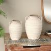 image:imageDeco 79 Ceramic Decorative Vase Textured Centerpiece Vases with Handles and Terracotta Accents Set of 2 Flower Vases for Home Decoration 11 9H Cream