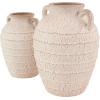 image:imageDeco 79 Ceramic Decorative Vase Textured Centerpiece Vases with Handles and Terracotta Accents Set of 2 Flower Vases for Home Decoration 11 9H Cream