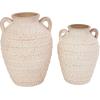 image:imageDeco 79 Ceramic Decorative Vase Textured Centerpiece Vases with Handles and Terracotta Accents Set of 2 Flower Vases for Home Decoration 11 9H Cream