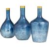 image:imageDeco 79 Glass Geometric Tinted Vase with Gold Rim and Varying Shapes Set of 3 898 H BlueBlue