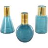 image:imageDeco 79 Glass Geometric Tinted Vase with Gold Rim and Varying Shapes Set of 3 898 H BlueBlue