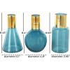image:imageDeco 79 Glass Geometric Tinted Vase with Gold Rim and Varying Shapes Set of 3 898 H BlueBlue