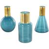image:imageDeco 79 Glass Geometric Tinted Vase with Gold Rim and Varying Shapes Set of 3 898 H BlueBlue
