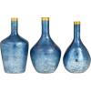 image:imageDeco 79 Glass Geometric Tinted Vase with Gold Rim and Varying Shapes Set of 3 898 H BlueBlue