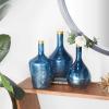 image:imageDeco 79 Glass Geometric Tinted Vase with Gold Rim and Varying Shapes Set of 3 898 H BlueBlue