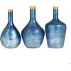 image:imageDeco 79 Glass Geometric Tinted Vase with Gold Rim and Varying Shapes Set of 3 898 H BlueBlue