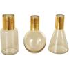 image:imageDeco 79 Glass Geometric Tinted Vase with Gold Rim and Varying Shapes Set of 3 898 H BlueGold