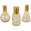 image:imageDeco 79 Glass Geometric Tinted Vase with Gold Rim and Varying Shapes Set of 3 898 H BlueGold