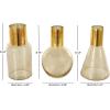 image:imageDeco 79 Glass Geometric Tinted Vase with Gold Rim and Varying Shapes Set of 3 898 H BlueGold