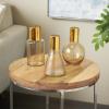 image:imageDeco 79 Glass Geometric Tinted Vase with Gold Rim and Varying Shapes Set of 3 898 H BlueGold