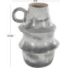 image:imageDeco 79 Paper Mache Decorative Vase Distressed Fluted Centerpiece Vase with Light Gray Texturing and Ring Handle Flower Vase for Home Decoration 10 x 10 x 16 Light Gray