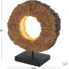 image:imageDeco 79 Polystone Room Table Lamp Live Edge Accent Lamp with Round Cutout and Black Base Lamp 13 x 6 x 15 Brown