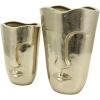 image:imageDeco 79 Aluminum Metal Face Decorative Vase Centerpiece Vases with Abstract Details Set of 2 Flower Vases for Home Decoration 13 10 H GoldGold