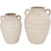 image:imageDeco 79 Ceramic Decorative Vase Textured Centerpiece Vases with Handles and Terracotta Accents Set of 2 Flower Vases for Home Decoration 11 9H Cream