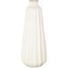 image:imageDeco 79 Magnesium Oxide Decorative Vase Wide Centerpiece Vase with Light Brown Beads and Carved Grooves Flower Vase for Home Decoration 12 x 12 x 15 WhiteCream