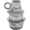 image:imageDeco 79 Paper Mache Decorative Vase Distressed Fluted Centerpiece Vase with Light Gray Texturing and Ring Handle Flower Vase for Home Decoration 10 x 10 x 16 Light Gray
