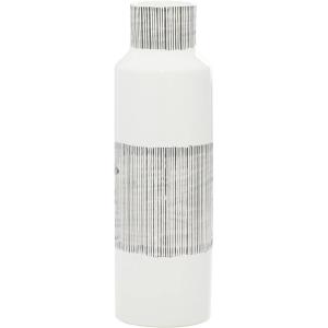 image:imageCosmoLiving by Cosmopolitan Ceramic Vase with Grey Striped Accents 6 x 6 x 18 WhiteWhite